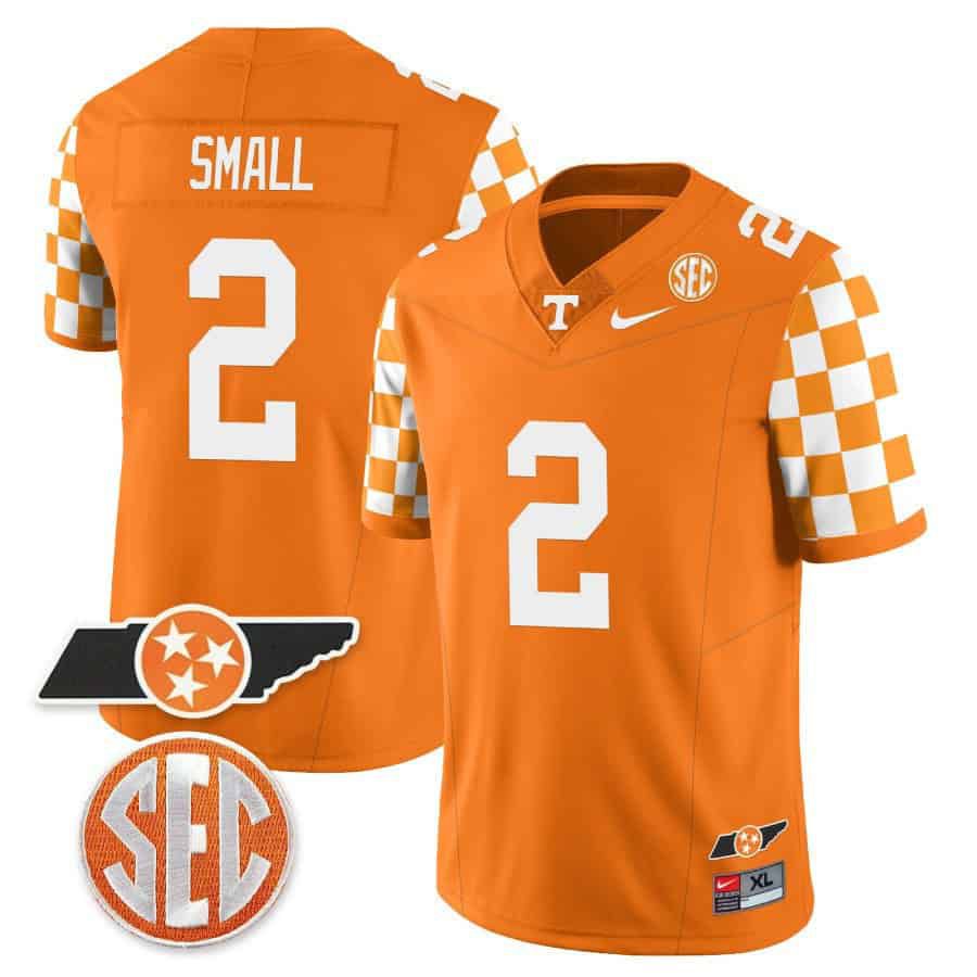 Men Tennessee Volunteers #2 Small Orange 2024 Nike Checkerboard & Alternate NCAA Jersey->ncaa teams->NCAA Jersey